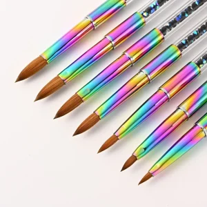 Professional Nail Acrylic Nail Brush Pen Colorful Handle 100% Kolinsky Acrylic Nail Gel Brush