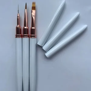 Professional Nail Art Brush with Pearl Wooden Handle Aluminum Brass Ferrule Cruelty free Premium Nylon Customizable Colors
