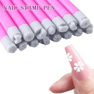Professional Nail Art Stamp Pen Set Easy DIY Nail Stamping Stamper With Floral Butterfly Designs and Patterns
