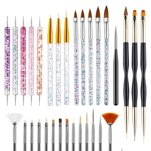 Professional Nail Art Tool Set High Quality Kolinsky Hair Nail Brush and Resin Handle Pen Set for Nail Technicians