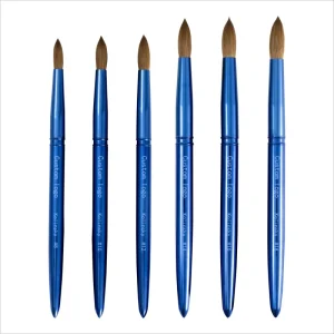 Professional Nail Brush Set 14 16 18 Kolinsky Acrylic Nail Brushes Crimped Blue Metal Handle No Blurred Hair Manicure Nail Art