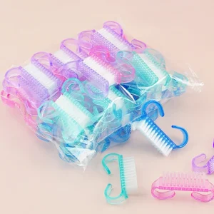 Professional Nail Care Plastic Nail Brush Fingernail Cleaning Dust Brush Manicure Pedicure Tool Made of Durable Nylon