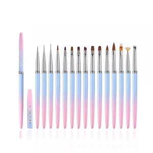 Professional Nail DIY Design Painting Pen Flat Fan Oval Kolinsky Hair Nail Art Brush