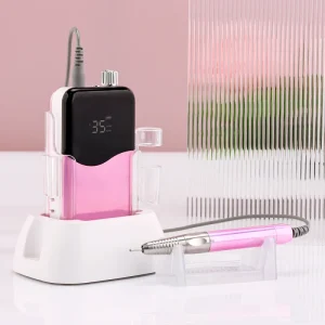 Professional Nail Drill Machine with Battery 35000RPM Cordless Portable Rechargeable Nail Drill with Base Station