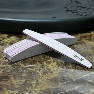Professional Nail File Buffer 100 180 Grit Half Moon Double Sided Sandpaper Nail File for Gel Polish Manicure