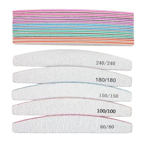 Professional Nail Polish File Set 80 100 150 180 240 Grit Nail File Moon Style Manicure Limes Nails Files Buffer Tools