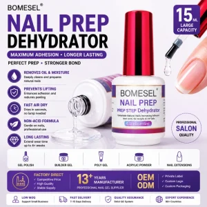 Professional Nail Prep Dehydrator 15ml Non Acid Nail Primer for Gel Polish Acrylic Nails OEM ODM Factory Supply