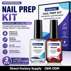 Professional Nail Prep Kit Acid Free Primer and Nail Dehydrator Bonder System for Acrylic Powder UV Gel Salon Manicure Supplies