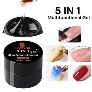 Professional Nail Supplies 5 in 1 Multifunction Gel Hard Builder Nails Tip Glue Gel Clear Function Gels