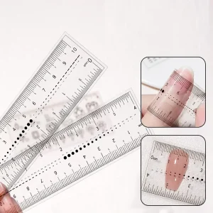 Professional Nail Supplies Tools Portable Transparent PVC Soft Rhinestone Press on Nails Tips Measure Ruler