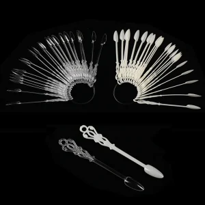 Professional Nail Tools 24pcs Clear Natural False Nail Tip Display Polish Colors Charts with Fancy Handle