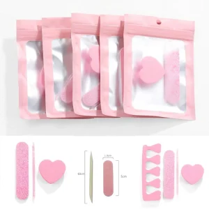 Professional Nail Tools Pink Buffer Nail Pusher 3pcs Set Press on Nails Tools Kits