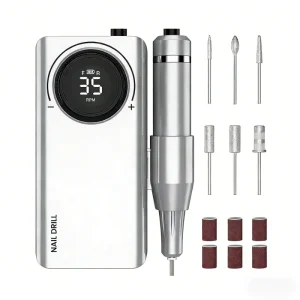 Professional Portable Nail Drill Machine LCD Display Rechargeable 40000 Rpm for Nail Art Salon Use