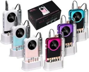 Professional Portable Wireless Nail Drill Machine Set 45000RPM New Model with Durable Stainless Steel and US Plug