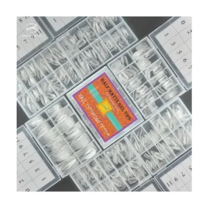 Professional Press On Soft Gel Nail Tips Full Cover Pre Etched Clear Artificial Nails With Stiletto Design