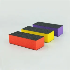 Professional Purple Yellow Orange Three Side Black Sanding Sponge Acrylic File Nail Buffer Block 3 Ways