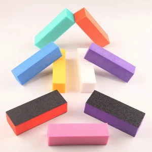 Professional Purple Yellow Orange Three Side Black Sanding Sponge Acrylic File Nail Buffer Block 3 Ways