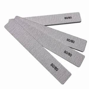 Professional Rectangle Nail Files Grey Buffer 80 100 180 Grit Washable Files for Manicure Straight Nail Care Tools