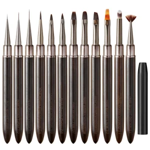 Professional Salon Nail Art Brushes Sandalwood Brown Nylon Hair Oval Shape Wood Art Pen Liner for Manicure a Professional Tool