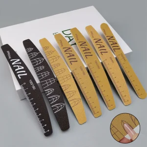 Professional Sandpaper Emery Board Halfmoon Buffer Nail File Custom Nail Files with Scale Line for Manicure Supplies