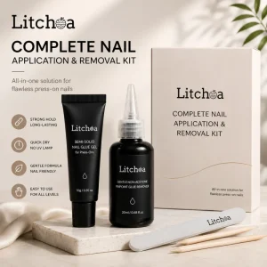 Professional Semi Solid Nail Glue Gel Kit Acetone Free Remover No UV Bubble Free Press On Nail System