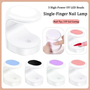 Professional Single Finger & Nail Tip Curing Lamp 4 Color Options Mini USB Gel Nail Lamp with 3 LED Beads