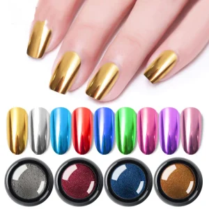 Professional Solid 10g Chrome Nail Powder Set 12 Colors Super Bright Magic Mirror Powder for Nails