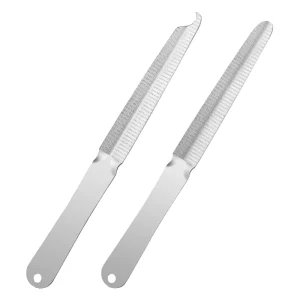 Professional Stainless Steel Double Sided Nail File Buffer Straight Pattern 80-240 Grit 4.92Inch New Design Salon Home
