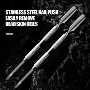 Professional Stainless Steel Nail Cleaner Cuticle Nail Pusher 2 in 1