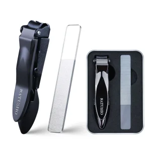 Professional Stainless Steel Remove Nail Trimmers Manicure Cutters Tool Sharp Nail Clippers with Catcher and Glass Filer