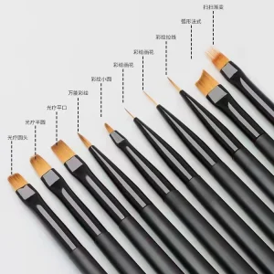 Professional Use UV Gel Nail Art Brush with Nylon Hair and Black Plastic Handle