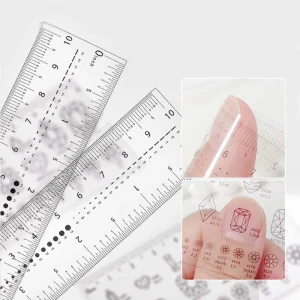 Professional Wearable Nail Tip Size Measurement Soft Double Sided Transparent Plastic Small Scale Rhinestone Measuring Tool for