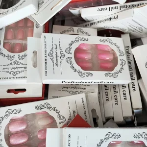 Promotional 24pcs High Quality Luxury False Mixed Nails Random Style French Tip Coffin Square Almond Press on Nails