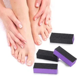 Promotional 3 Way Nail Feet Art Purple Buffing Block Coarse Medium Fine 80 100 150 180 240 Grit 3 Sides Grinding Nail File