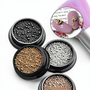 Punk Vintage Alloy 3D Beads Mixed Size Black Manicure Nails Charm