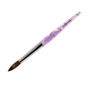 Pure Kolinsky Oval Crimped Shaped Brush with Pink Liquid Glitter Hand Nail Brushes Acrylic Nail Brush