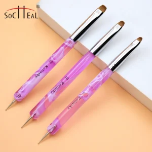 Purple Acrylic Handle Premium French Gel Acrylic Nail Art Brush & Dotting Tool Size 8 to Size 16