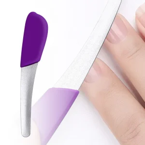 Purple Handle Portable Durable Metal Reusable Nail File Mini Nail Buffer Custom Nail File for Manicure Pedicure