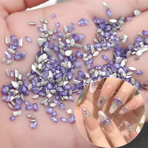 Purple Mixed Shapes Mini Sizes 3D Bling Bling Nail Art Decoration Cubic Zirconia 50pcs As Alternative to Rhinestones