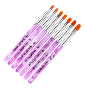 Purple Nail Art Brush 7pcs Professional Nail Brush Set Fiber Hair Acrylic