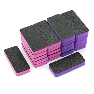 Purple Pink Nail Supplies 2 Sided Rectangle Slim Buffer Block Emery Black Sanding EVA Material for Nail Care Manicure