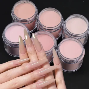 Qianya 6 Color Crystal Acrylic Nail Powder Set 3 in 1 Fast Dry Dipping Powder with Glitter for Nail Extension