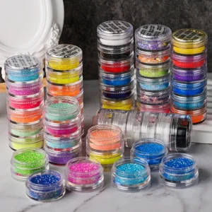 Qianya Neon Nail Powder Fluoren Scene Effect Glitter Chrome Dust Eyeshadow Mirror Powder for Nail Glitter Decoration