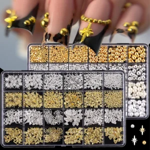 Qianya New Kawaii Trendy Alloy Metal 3D Nail Charms Cute Luxury Jewelry Nail Art DIY Design