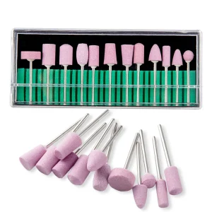 Quartz Scrub Stone 12Pcs Nail Drill Bit Milling Cutter Manicure Pedicure Electric Polishing Machine Head Nail Files Buffer Salon