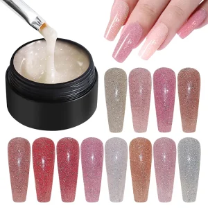 Quengel 15ml Nail Gel for Extension Nude White Builder UV Gel Semipermanent Polish for Broken Nail Repair Manicure
