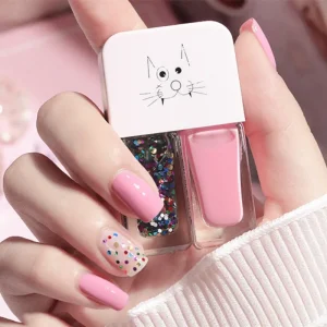 Quick Dry Long Lasting Twins Shape Two Color Water Based Nontoxic Nail Polish