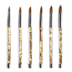 Quicksand Magic Color Fashion Crystal Liquid Handle Kolinsky Acrylic Nail Art Brushes for Manicurist