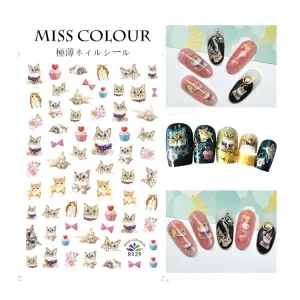R Series R017-032 Lovely Sweet Transfer 3D Stickers Cute Cat Bear Nail Art Sticker Full Wraps Nails Decal DIY