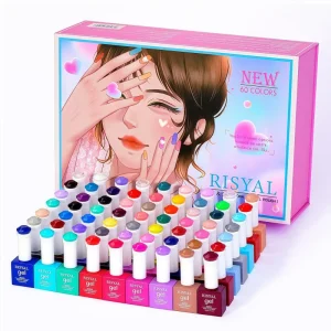 RISYAL Nail Polish Gel Full Set 60 Color Bottle Nail Salon Tempered Frosted Sealing Cross Border Exclusive Nail Paint